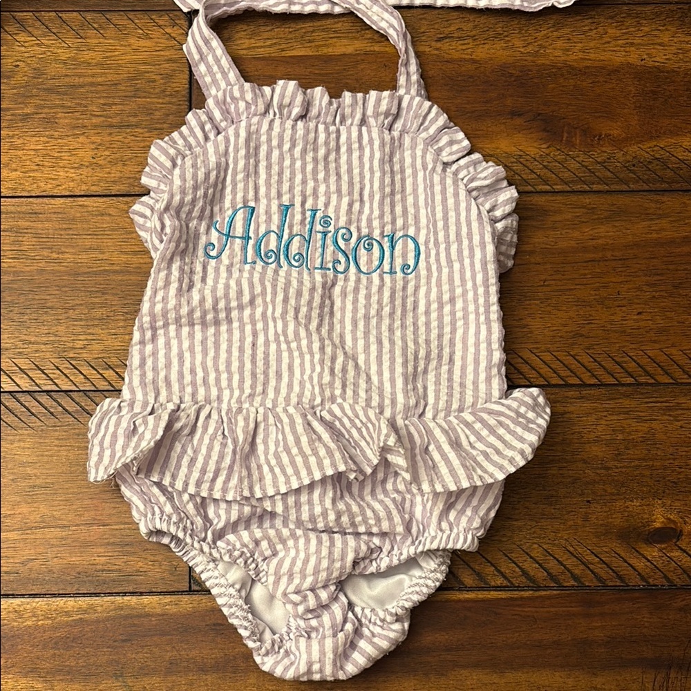 Striped Ruffle Baby Romper